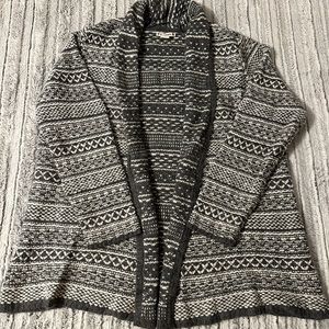 Rufflewn open front wool blend cardigan